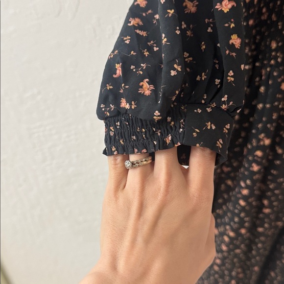 Madewell Lucie Elbow Sleeve Smocked Wide Leg Jumpsuit Stem Scatter 0 nwt - Picture 5 of 6